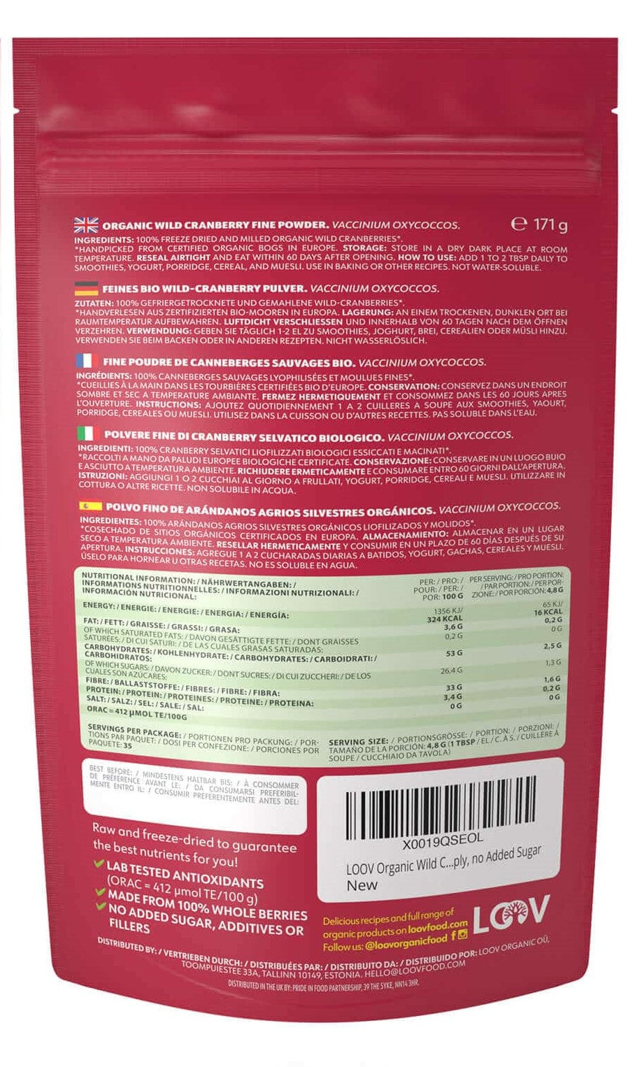 Arandos Selvagens em Pó - Wild Cranberry Powder - 171g – biofitomed ...