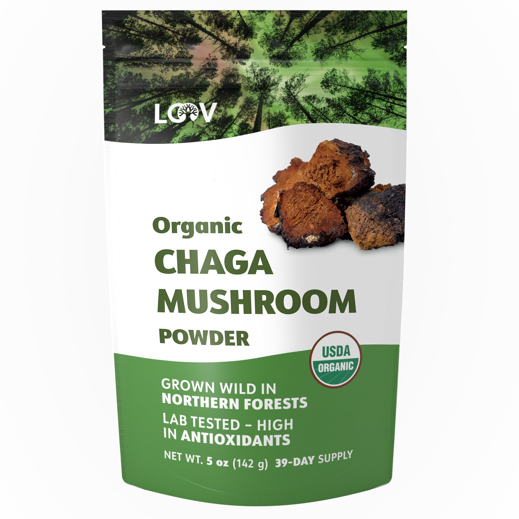 Cogumelo Chaga (Inonotus obliquus), Orgânico, Biológico
